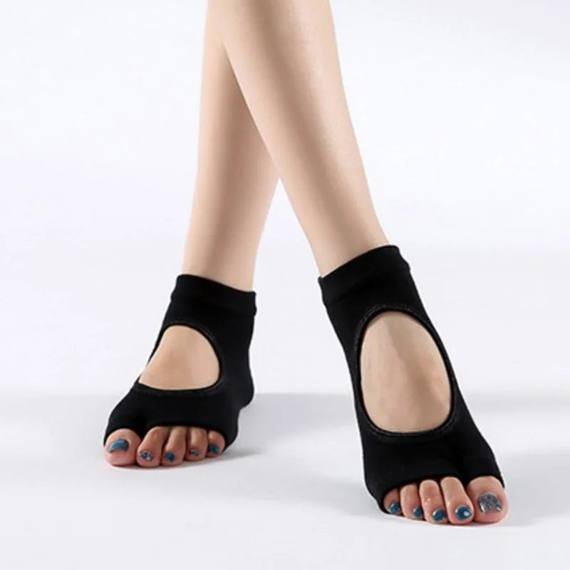 Women Two Toe Non Slip Quick Dry Cotton Yoga Socks Pilates Ballet Dance Anti Skid Sport Socks For Fitness Workout Training