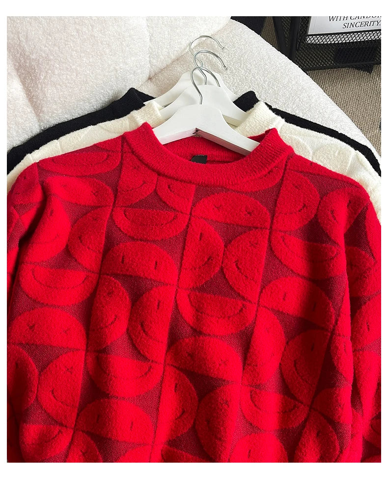 Wool Solid Sweater Long Sleeve Round Neck Fashion Knitted Pullover Coat Autumn Sweatshirt Warm Casual Men Thick New Jacket Tops