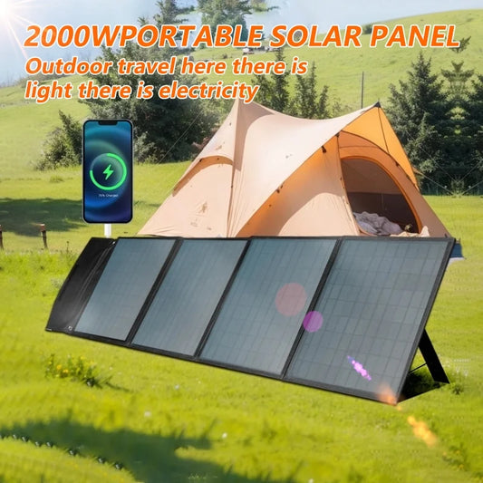 2000w 1500w 1000w 500w Flexible Foldable Solar Panel High Efficience Travel & Phone & Boat Portable 12V Solar Panel Kit