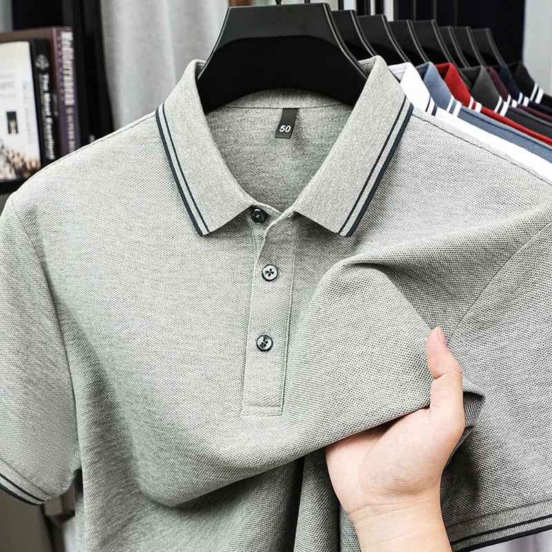100% pure cotton men's polo shirt summer fashion casual short sleeved comfortable luxury new simple solid color lapel T-shirt