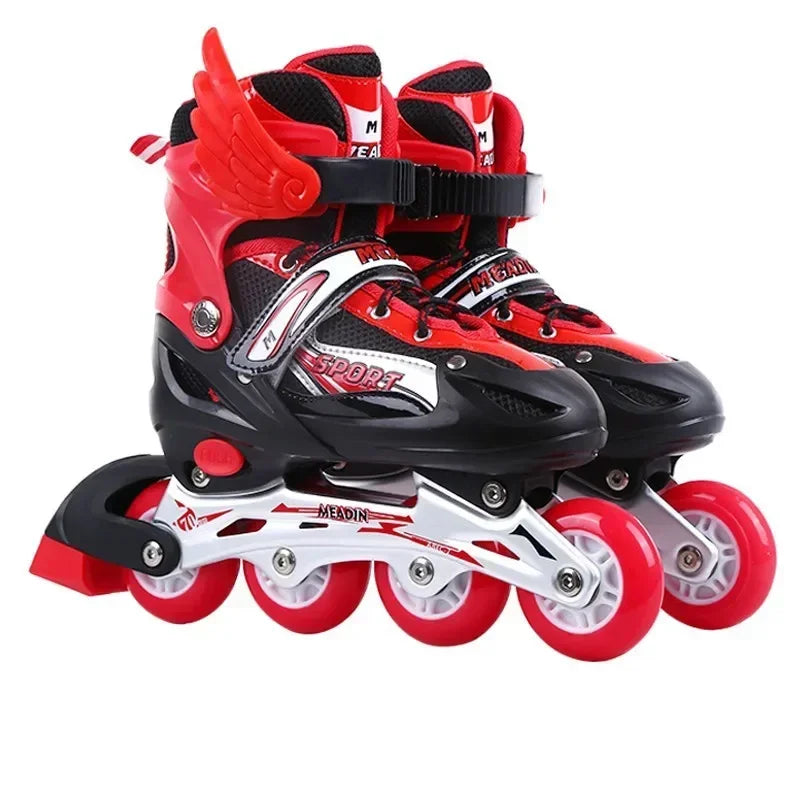 2025 Skating shoes, children's flash straight row roller skating shoes, roller skating shoes, adjustable for both men and women