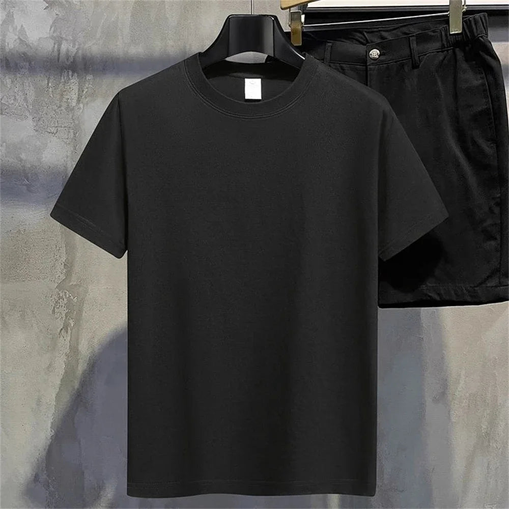 Summer Men T Shirt Cotton Tops Kids Solid Color Blank Tshirts O-neck Round Collar Short-Sleeve Couple White Top Tees Clothing