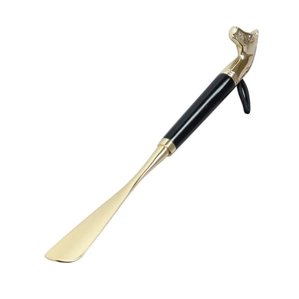 Shoe Wearer 32cm Metal Shoe Horn Long Handheld Wood Handle Shoehorn Durable Shoes Wearing Tool Portable Shoe Lifter Gift