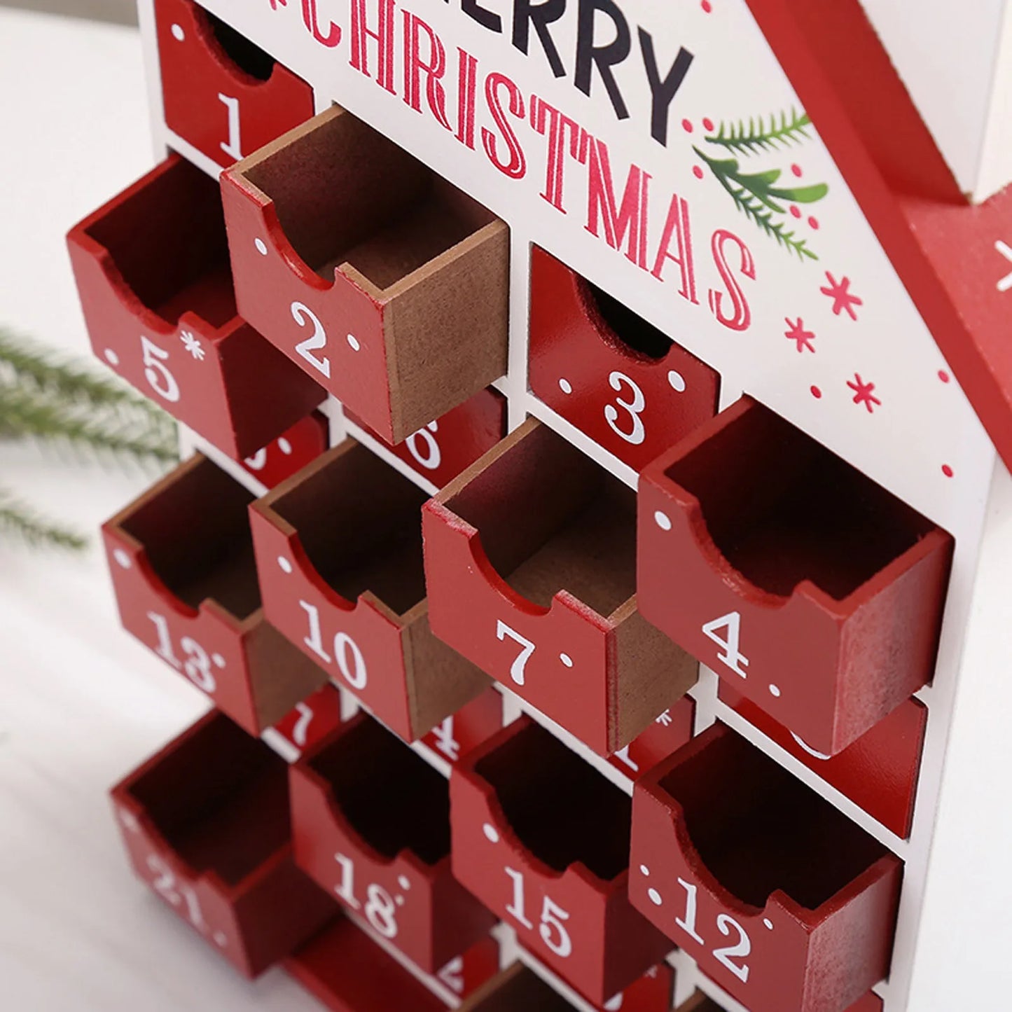 Christmas Countdown Calendar Box Wooden Christmas Small House Decorations Festival Gift Holiday Party Atmosphere Decoration