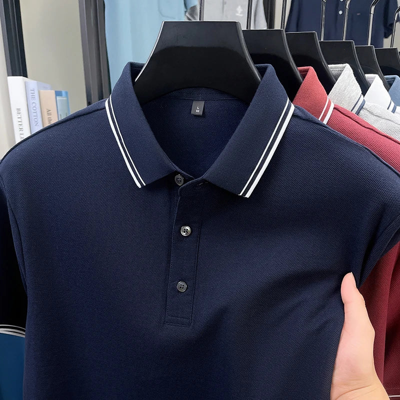 100% pure cotton men's polo shirt summer new fashion casual short sleeve comfortable luxury new simple solid color lapel T-shirt