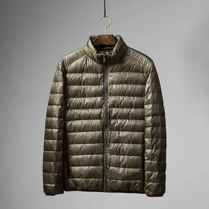 Portable Lightweight Short down Jacket for Men Autumn Winter Cotton Padded Stand Collar Casual Warm Elderly Friendly Outerwear