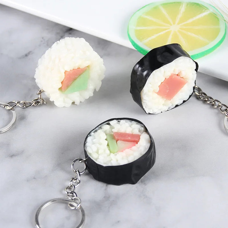 Stall wholesale key chain Japanese fake salmon sushi roll simulation food key chain pendant creative gift food play model K4920