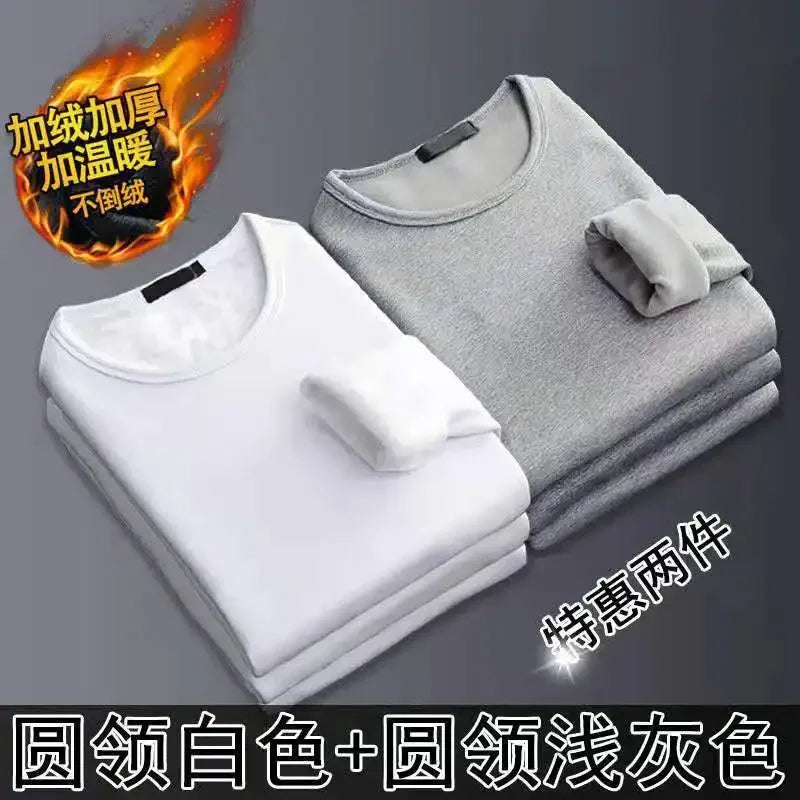 Thermal Underwear Shirt Men V Neck Fleece Sport Tops Autumn Thermo Clothing Comfortable Warm Long-Sleeved 5XL