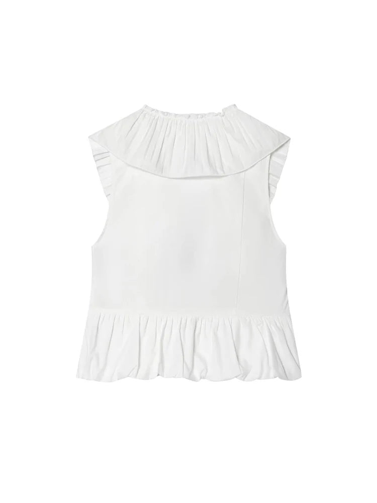 2026 Women Summer Tank Tops Camis Fashion Sweet Solid Bow Pleated V-Neck Female Elegant Street Top Clothes