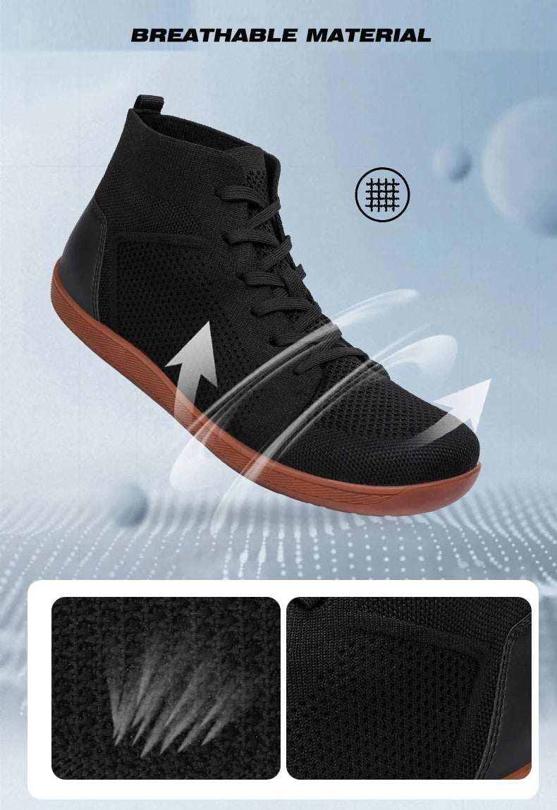 Men's And Women's High Top Barefoot Walking Shoes, Wide Toe Loose Shoes, Suitable For Comprehensive Training In The Gym And Driv