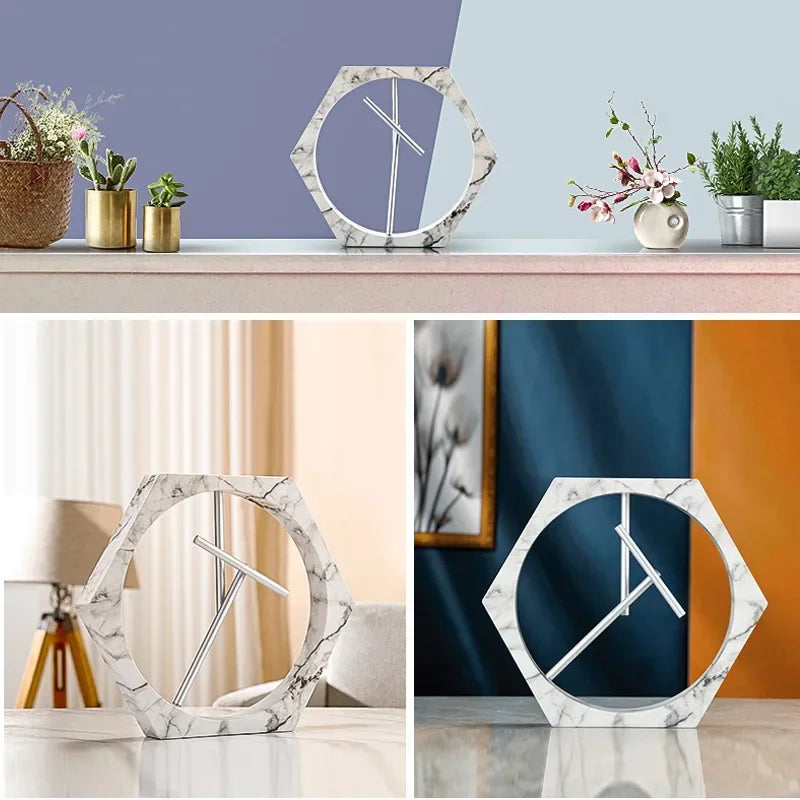 Perpetual Motion Instrument Hexagonal Newton Pendulum Marble Texture Desktop Decoration Business Creative Gifts Pendulum Model