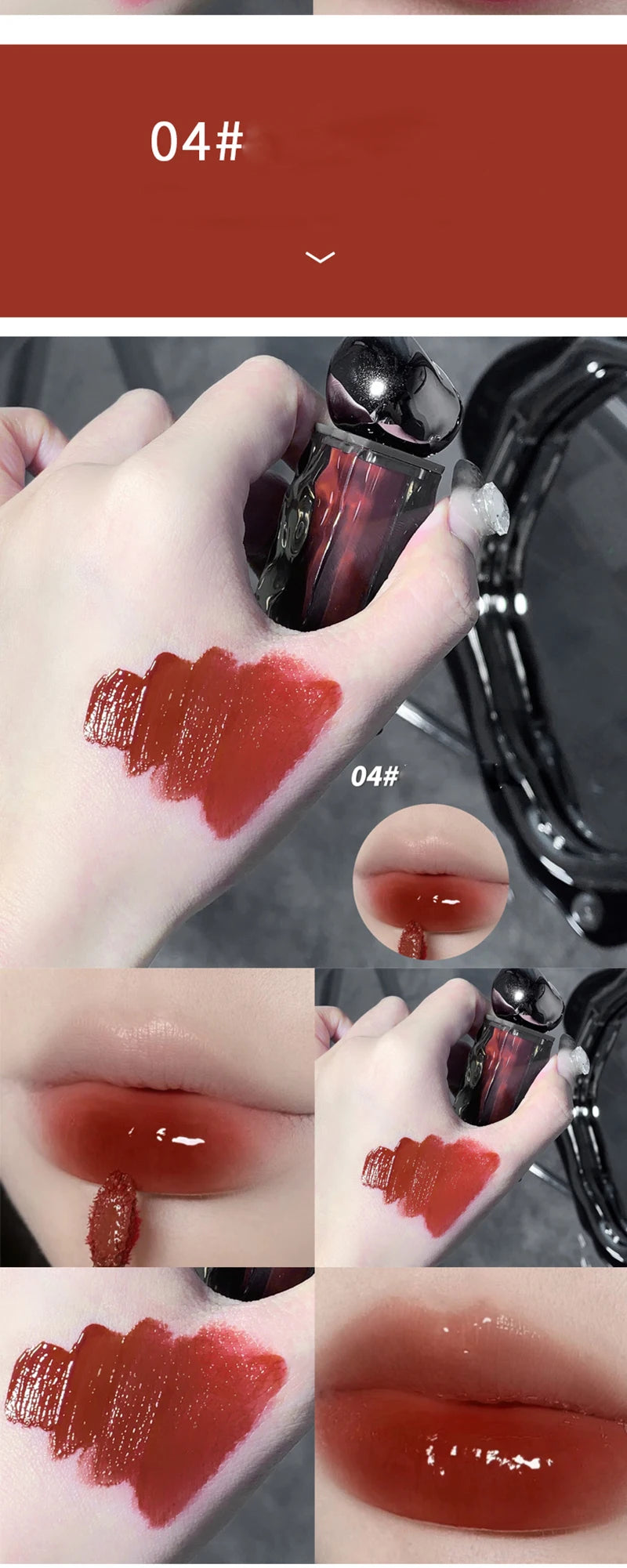 Dark Purple Lip Gloss Water Light Long Lasting Clear Moisturize Mirror Pink Peach Lip Tint Non Stick Cup Liquid Lipstick Makeup