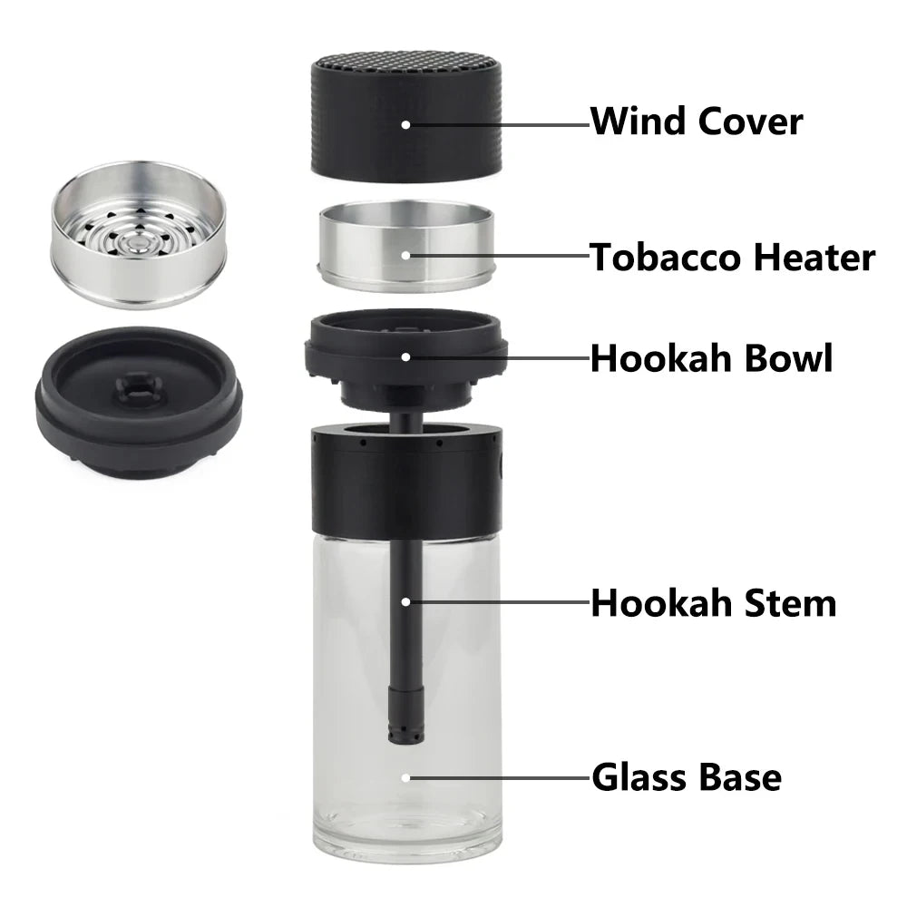 DONIRT High Quality Shisha Pipes Smoking Glass Hookah Set with Bowl Chicha Hose Portable Smoke Accessories Gifts for Car Home