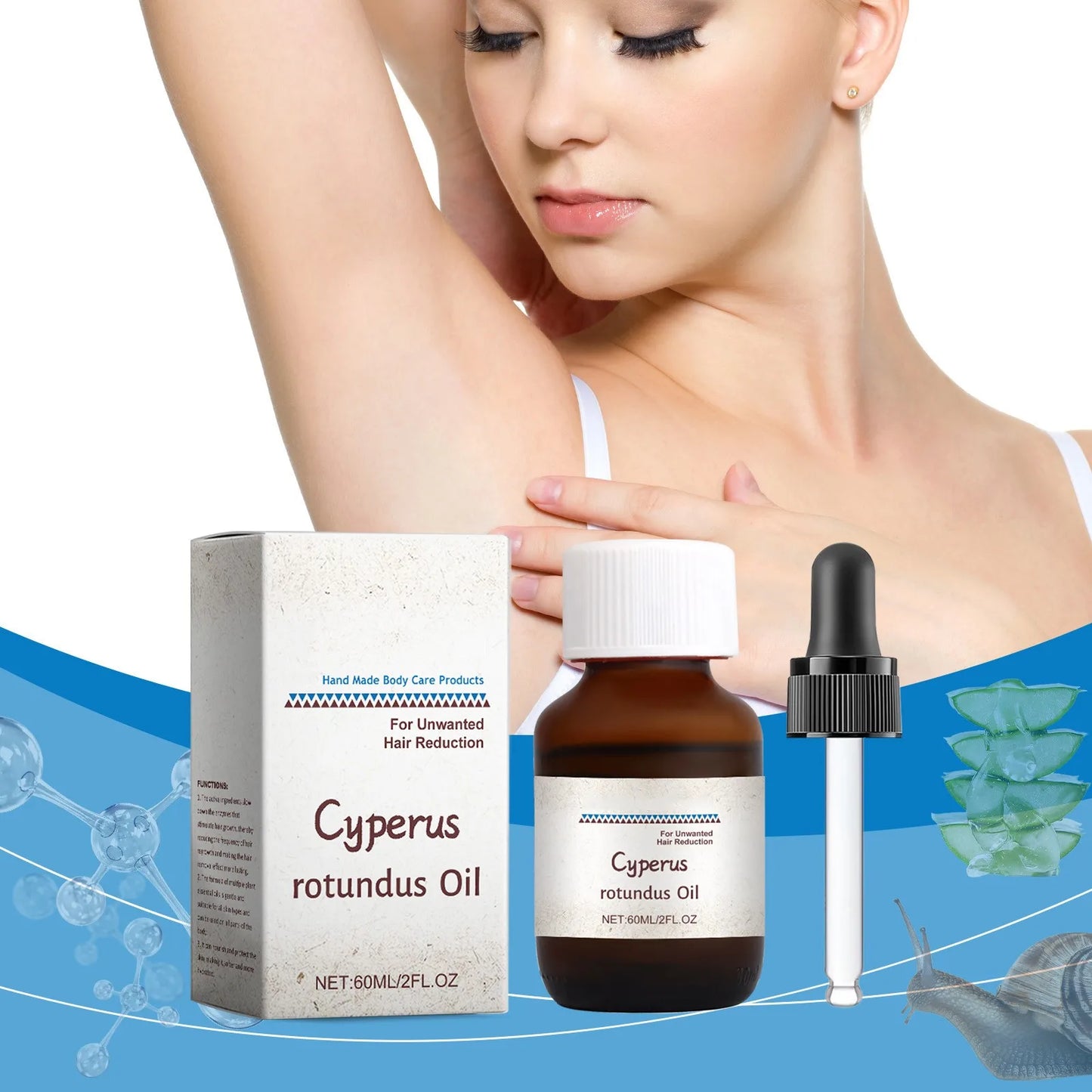 60ml Cyperus Rotundus Hair Removal Care Oil Cyperus Rotundus Plant Oil Body Moisturizing Nourishing Hair Removal Body Care Oil