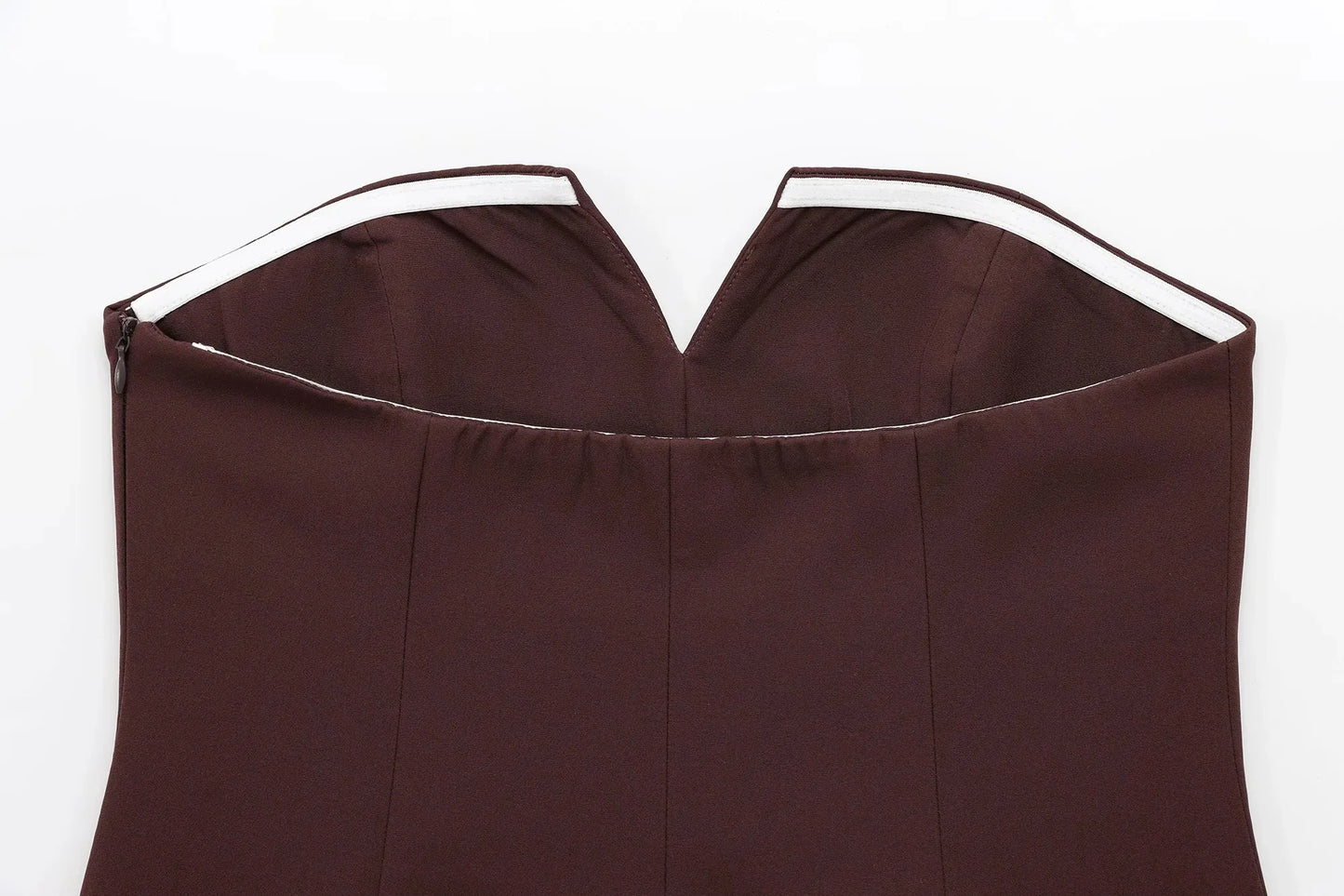 KONDALA-Women Elegant Chocolate Skirt Set Tube Top + Elastic Waist Satin Hip Skirt New 2025 Spring Summer Slim Mocha Mousse Set