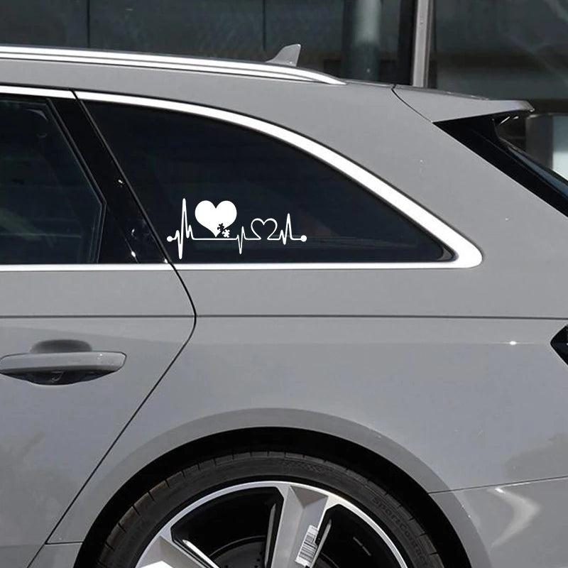 16.6CM*7.2CM Autism Heart Beat Lifeline Creative Car Stickers Car Window Personality Decorative Accessories Car Styling Decals