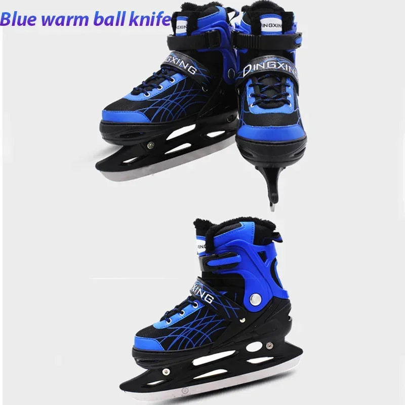 Adjustable Size Speed Skating Shoes Thermal Stretchable Ice Skates Ski Shoes Thicken with Ice Blade for Kids Adult Men And Women