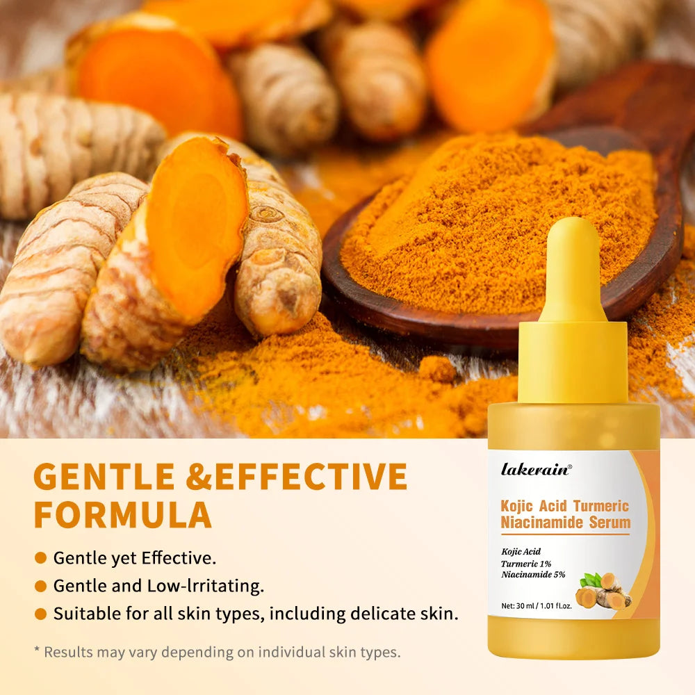 Kojic Acid Turmeric Niacinamide Serum Brighten Skin Tone Soothe Skin Deep Moisturizing Precise Dropper Design Facial Care