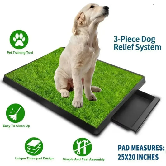 Pet Dog Toilet Portable Dog Potty Pan Anti-Splash 3 Layer Synthetic Grass Mesh Tray Toilet Puppy Kitten Urine Cleaning Tool