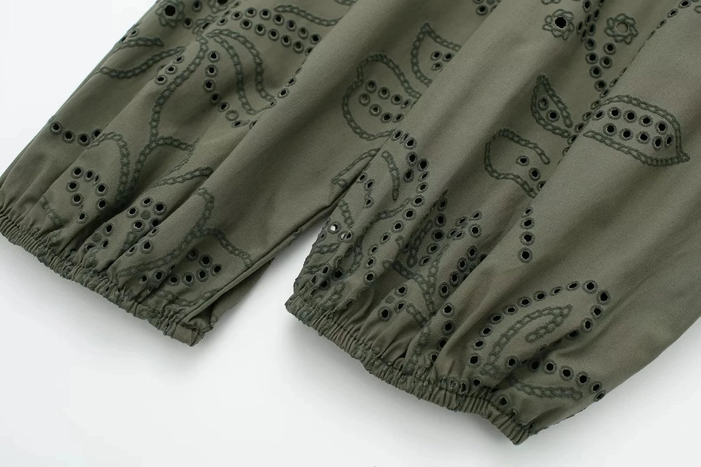 HH Spring Women's Vintage Solid Shirt Dress Puff Sleeve Short Dress V-Neck Female Hollow Embroidery Casual Belt Dresses