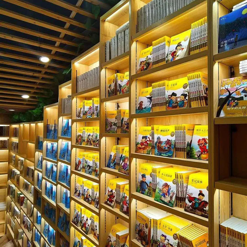 Family library, living room to the top, integrated whole wall children's bookshelf, large-capacity customization, floor-to-ceili