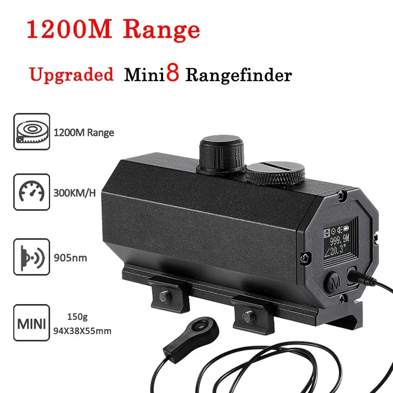 MINI8 Plug-in 1200m Ranging Device Laser Rangefinder Sport Hunting Scope Red Dot Assist OLED Screen Distance/Speed Measurement