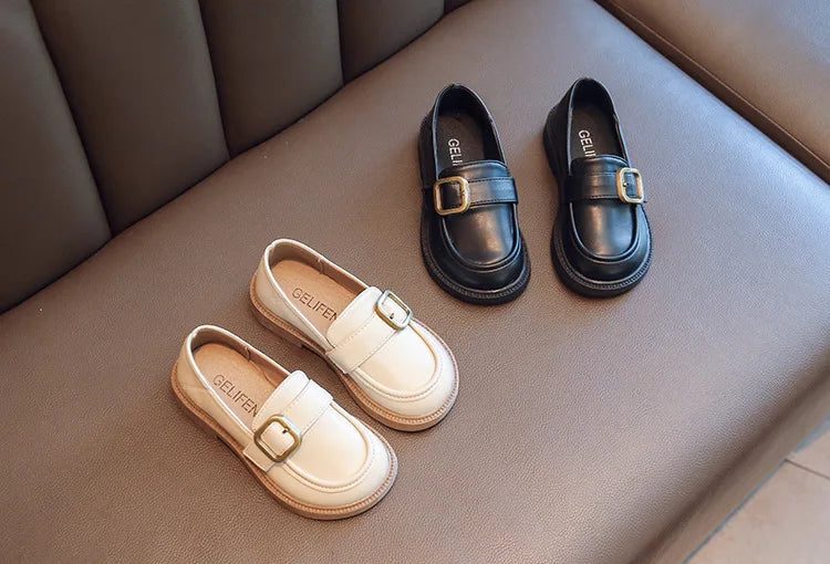 British Style Retro Girls Shoes Spring Autumn Princess Leather Shoes Children Black Soft Dance Loafers for 3-12 Ages Kids Shoes