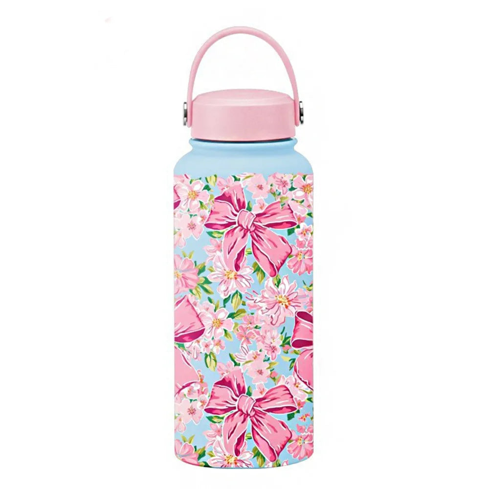 Gift INS Insulated Water Bottle 1L Portable Outdoor Insulated Mug Leak-proof Large Capacity Thermal Water Bottle Office