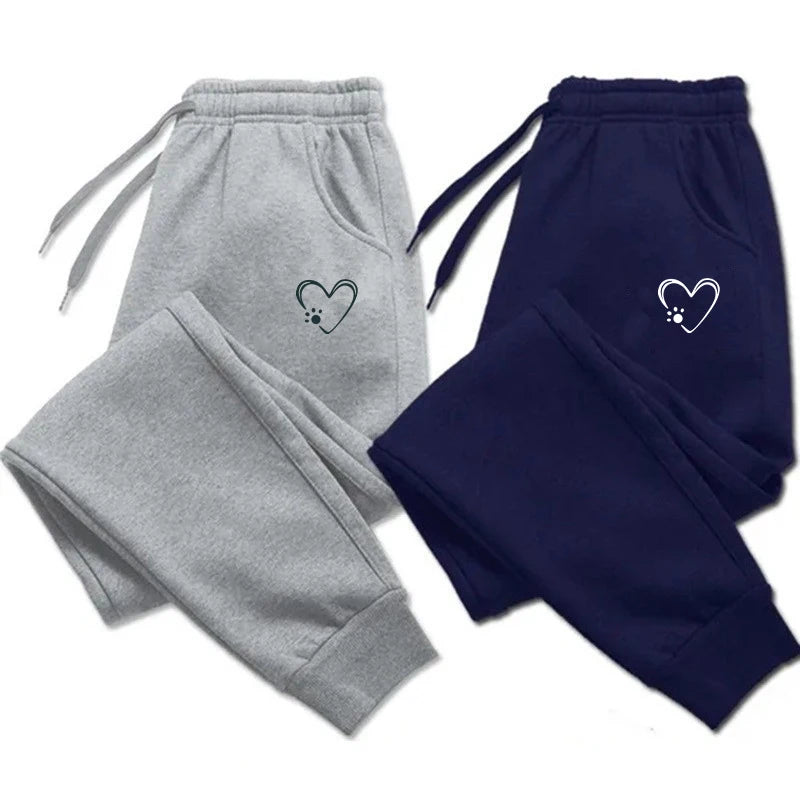 Women Heart Printed Sweatpants Long Pants Jogger Trousers Casual Sports Fitness Solid Color Versatile Pants Women Sweat Pants