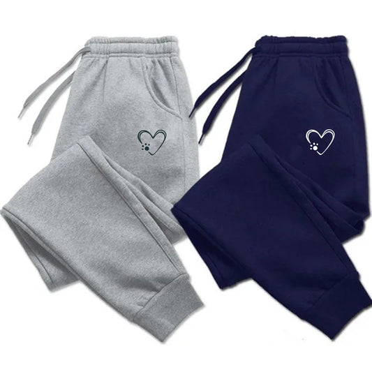 Women Heart Printed Sweatpants Long Pants Jogger Trousers Casual Sports Fitness Solid Color Versatile Pants Women Sweat Pants