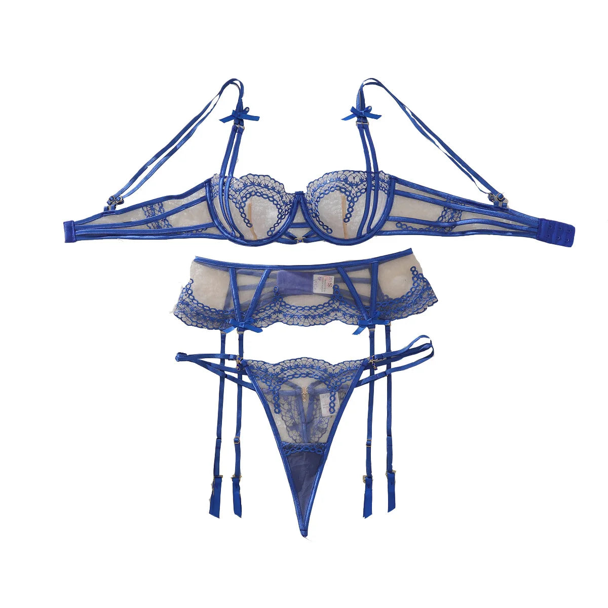 Lingerie Thongs Women's Underwear Set Woman 2 Pieces Fancy Lace Transparent Bra Erotic Pushup Sexy Fine Intimate