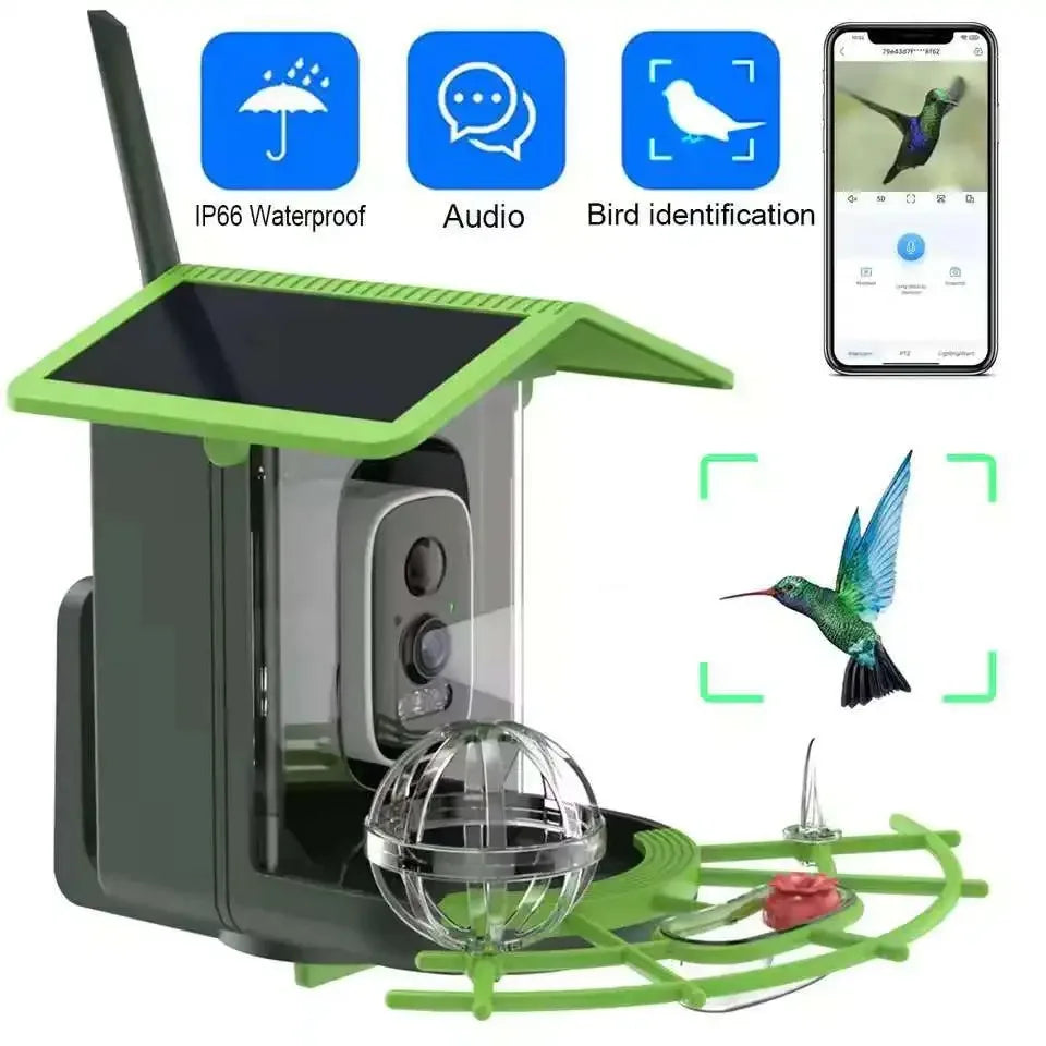 DIDSeth Smart Bird Feeder Camera 4MP 2K HD Solar Powered IP66 Waterproof 1.5L Capacity Night Vision Birdwatching Instant Alerts