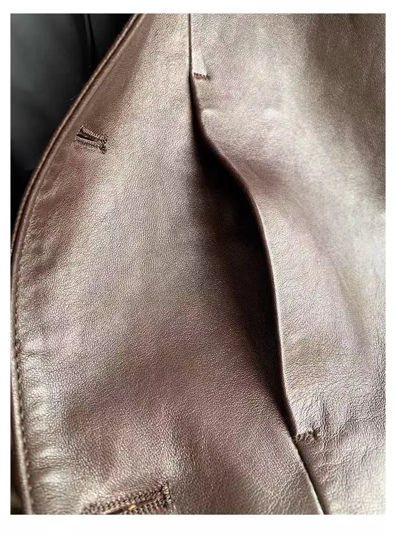 Imported Lightweight Leather Jacket for Women Modern Genuine Sheepskin Stand Up Collar Short Silhouette Coat Winter Tops Mujer
