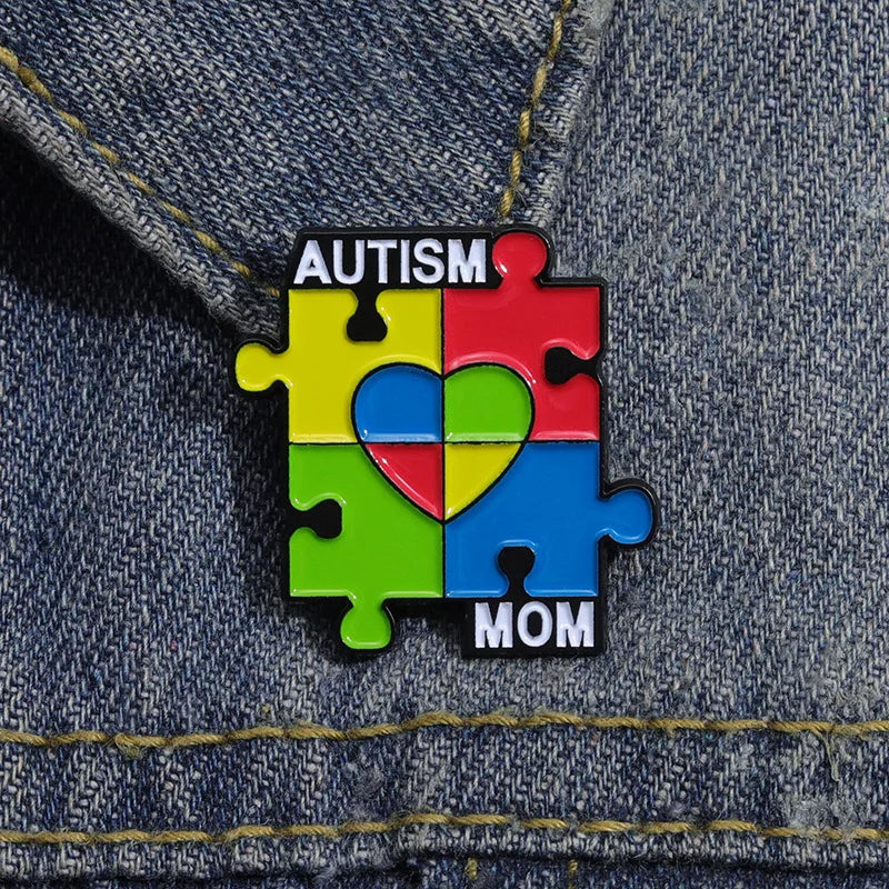Autism Awareness Puzzle Enamel Pins Introvert Caring For Mental Health Metal Brooches Lapel Badges Jewelry Gifts For Friends