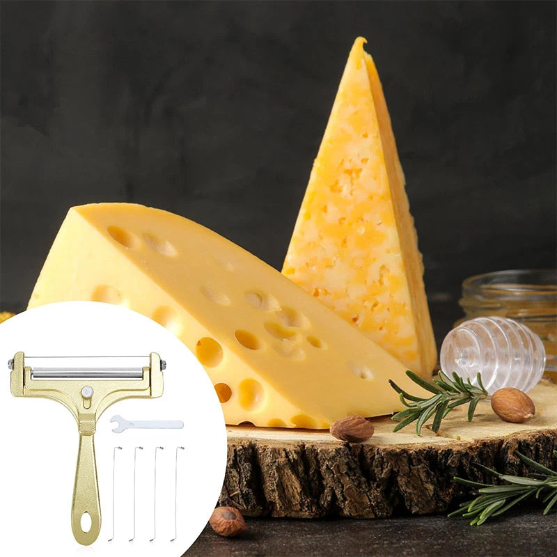 Cheese Slicer & Cheese Cutter - Adjustable Stainless Steel Wire Cheese Cutter With 4 Extra Wires