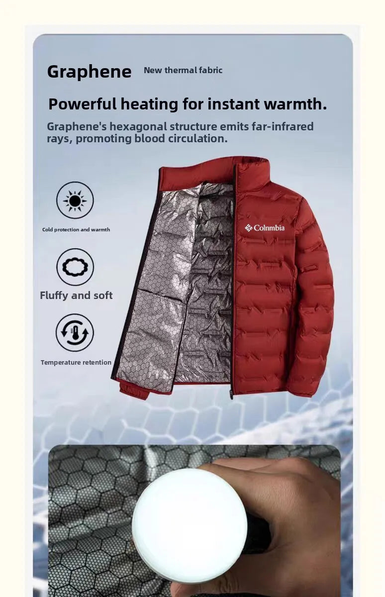 Men's Lightweight Padded Jacket Graphene White Duck down Thickened Warm Cold Resistant Casual Outerwear Outdoor Sports Coat