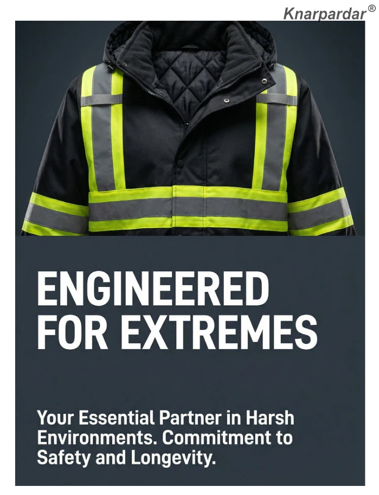 Winter Black Jacket High Visibility Warm Jacket for Men With Customized Logo Waterproof Jacket Reflective Parka Jacket Workwear