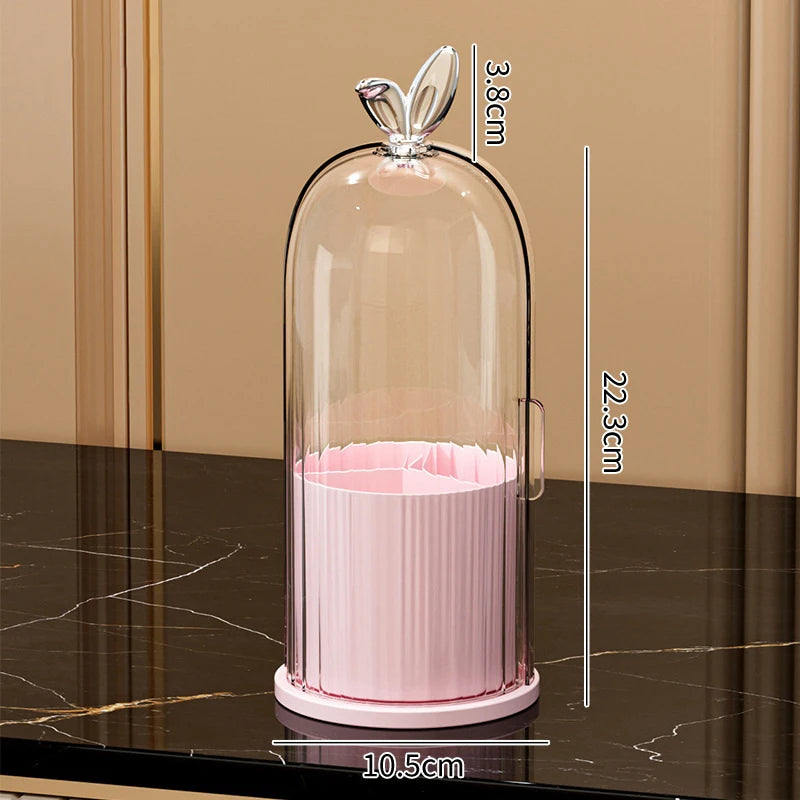 1pc 360° Rotating Makeup Brush Holder Cosmetic Lipstick Eyebrow Pencil Eye Shadow Organizer With Clear Lid Dustproof Tools