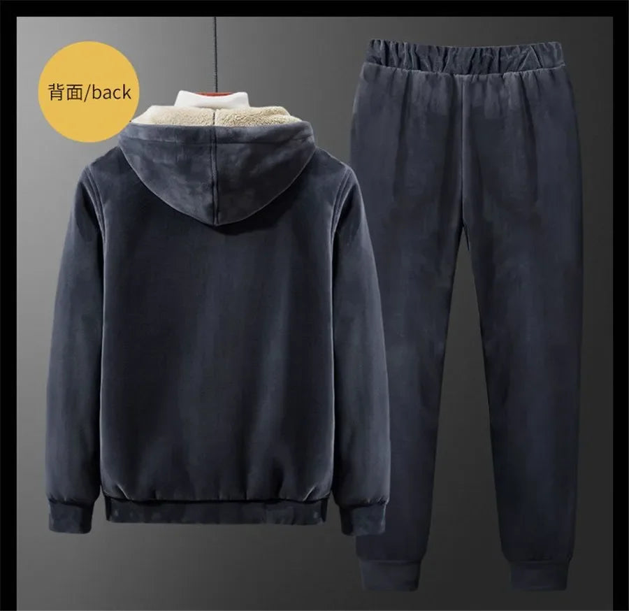 Winter Lambwool Tracksuit Piece Sets Warm Thicken Fleece Joggers Pants Outfits Casual Womens Plush Hooded Sweatshirts Conjuntos