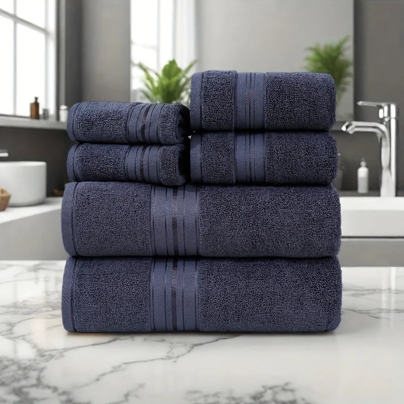 6pcs Bath Towels Set Cotton 2pcs Washcloths 2pcs Hand Towels 2pcs Bath Towels Absorbent Quick-drying Soft for Bathroom Hotel