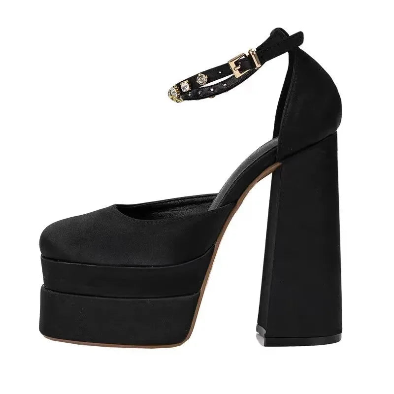 Women's Wedding Shoes Sexy Thick High Heels  Sole Black White Dress Party Wedding  Luxury Shoes  Zapatos De Mujer