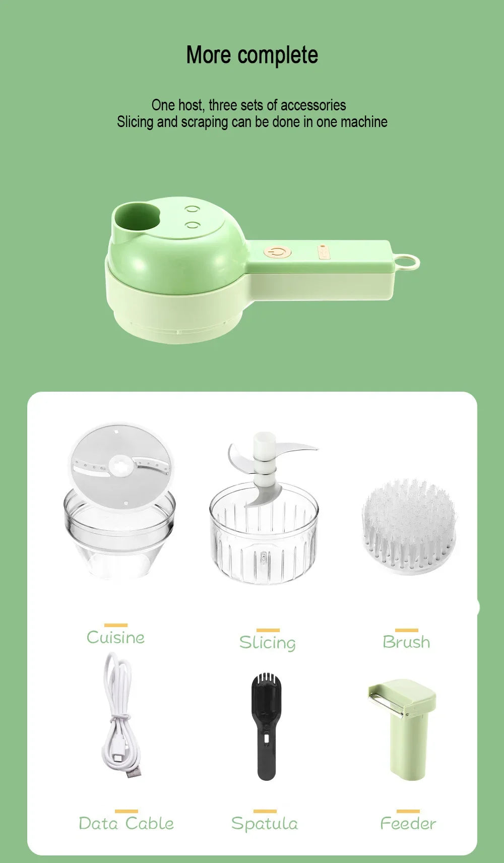 4-in-1 Handheld Fully Automatic Electric Vegetable Slicer, Peeler, Portable Multi-functional Kitchen Tool Blender, Wall Breaker