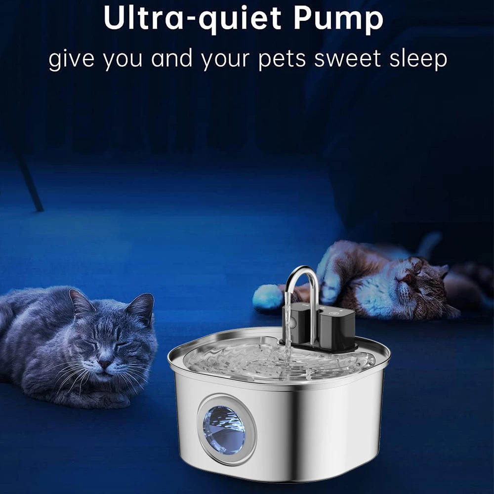 Stainless Steel Wireless Cat Water Fountain 4000mAh Pet Water Dispenser For Dog Cat Infrared Sensor Smart Pet Drinkier Fountain