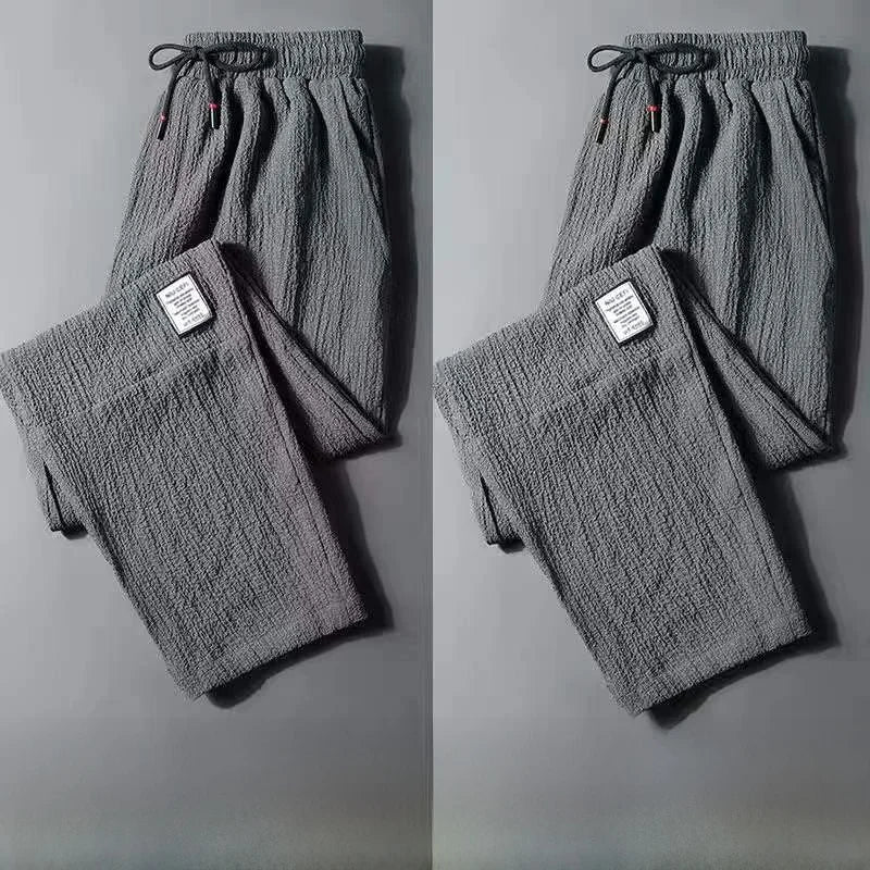 Men's Ice Silk Thin Work Pants Summer Quick Dry Lightweight Loose Fit Sporty Trousers for Office And Casual Wear