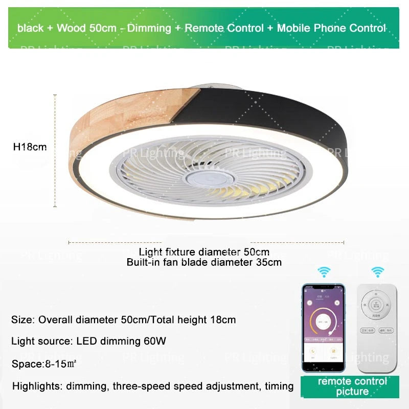 LED Fan Light Ceiling Lamp Household Modern Simple Bedroom Restaurant Invisible Ceiling Fan Light Living Dining Table Room Decor
