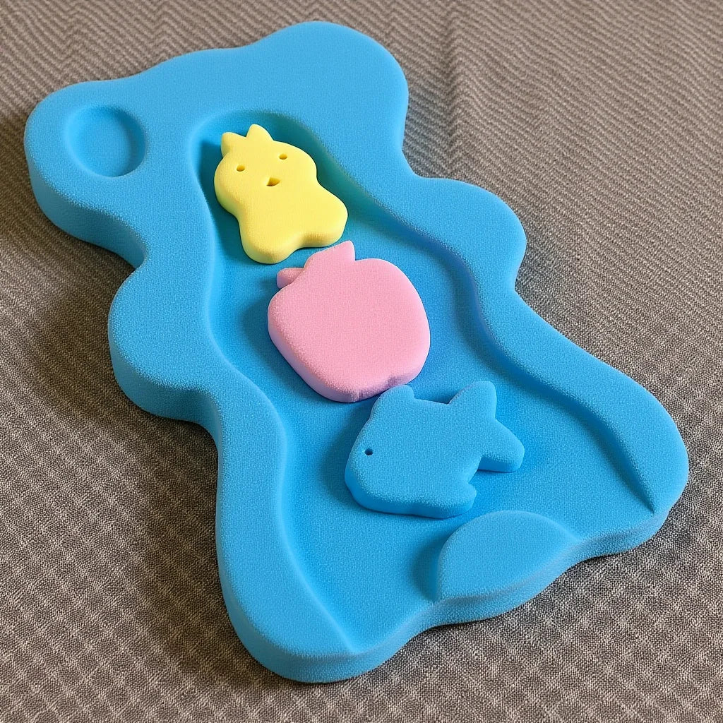 Baby Sponge Infant Bath Mat Drying Support Cushion Skid Proof Comfy Lightweight Bear Shape Design For Newborn
