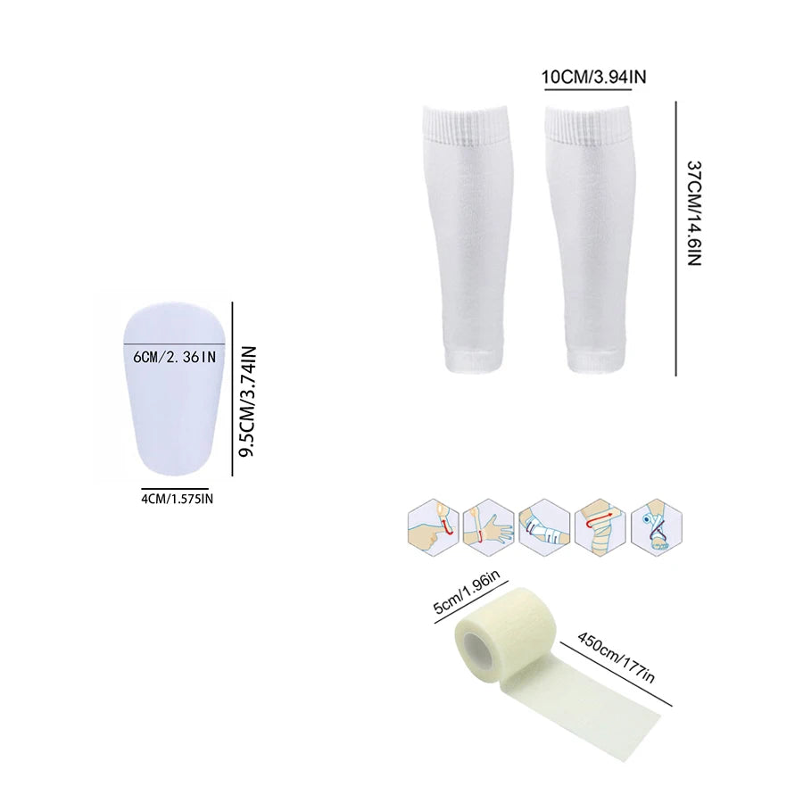 4 Pieces Football Accessories Outdoor Football Socks Non-slip Sports Socks Bandages   Shin Pads Calf Compression Socks