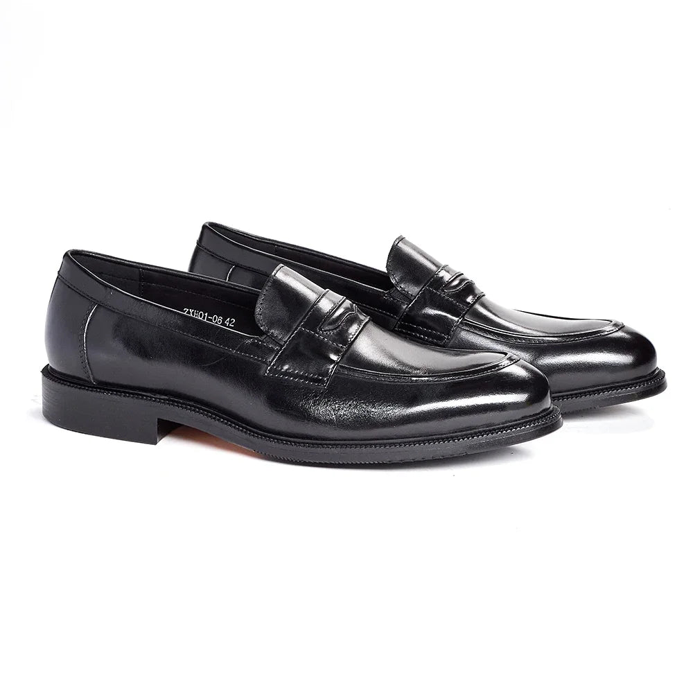Men's Formal Leather Shoes British Style Oxford Loafers Round Toe Breathable Non-Slip Business Dress Wedding Office Casual Shoes