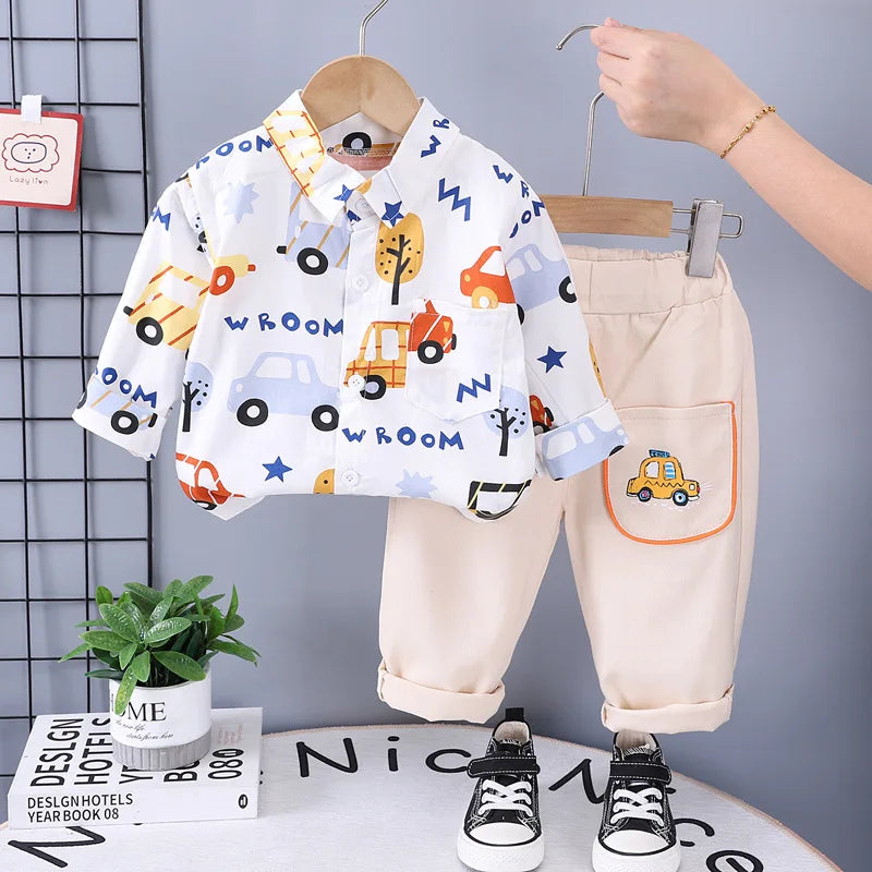 New Spring Autumn Baby Boys Clothes Suit Children Fashion Shirt Pants 2Pcs/Sets Toddler Casual Cartoon Costume Kids Tracksuits