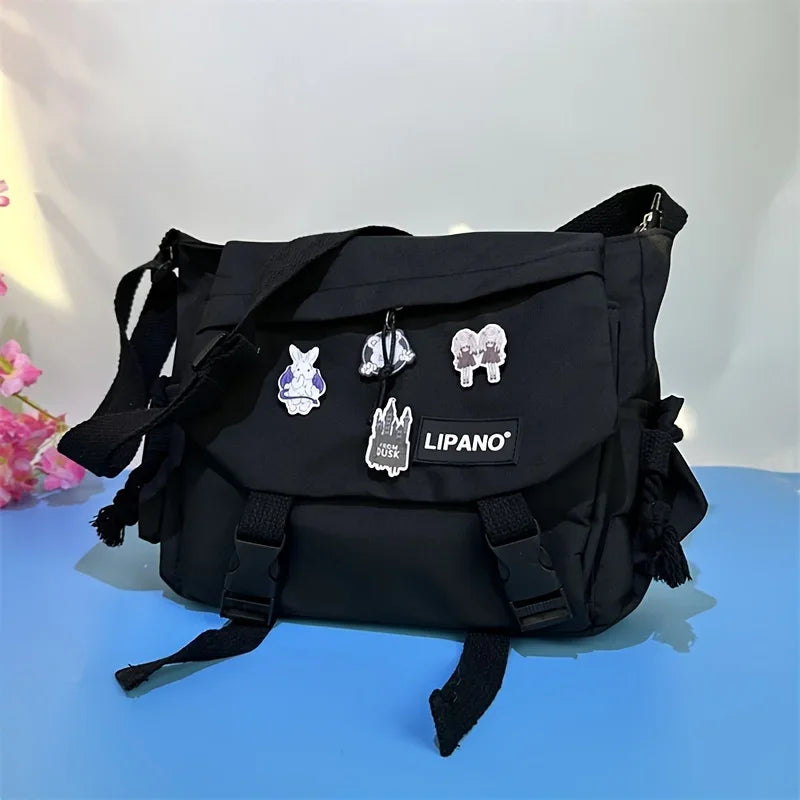 Return To School Nylon Shoulder Bag, Large Capacity Crossbody Bags for Teen Girls Men Harajuku Messenger Bag Student School Bags